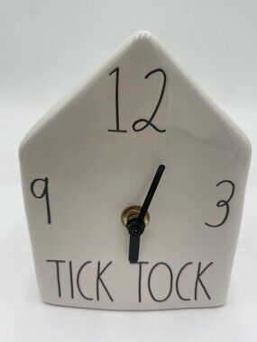 Rae Dunn Ceramic Tick Tock Clock House Artisan Decor Limited Edition